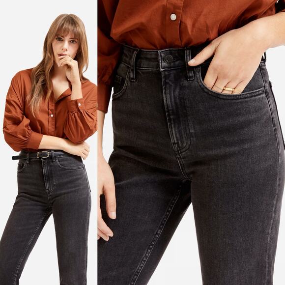 Everlane Black Wash Hi-Rise Super Straight Jean - Picture 2 of 9